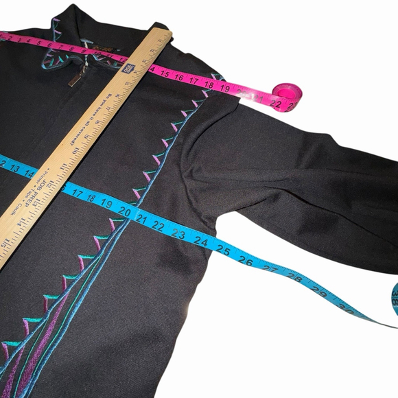 Bob Mackie Wearable Art Jacket Embroidered Moon Sunrise Womens XL Black Purple - Picture 8 of 11